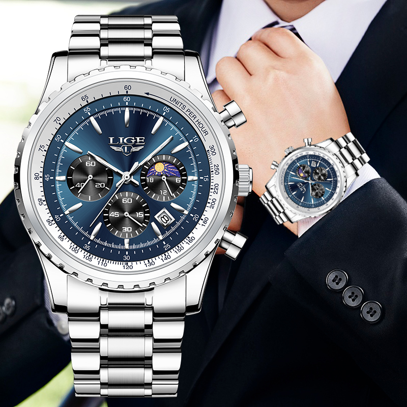 Luxury Watch Manufacturers - LIGE-ساعة كوارتز فاخرة للرجال ، مرحلة