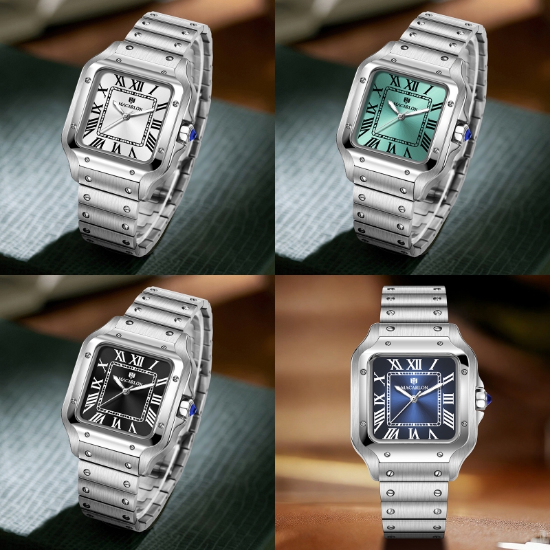 Luxury Watch In China - ساعة MACARLON مربعة الشكل للرجال، آلية