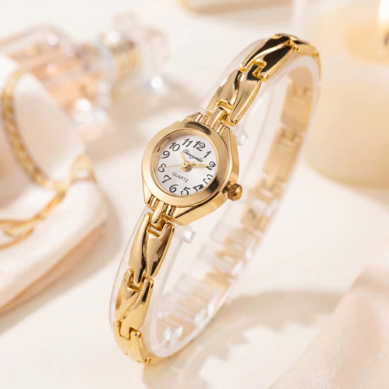 Luxury Watch Gold - ساعة يد نسائية أنيقة بتصميم عصري،