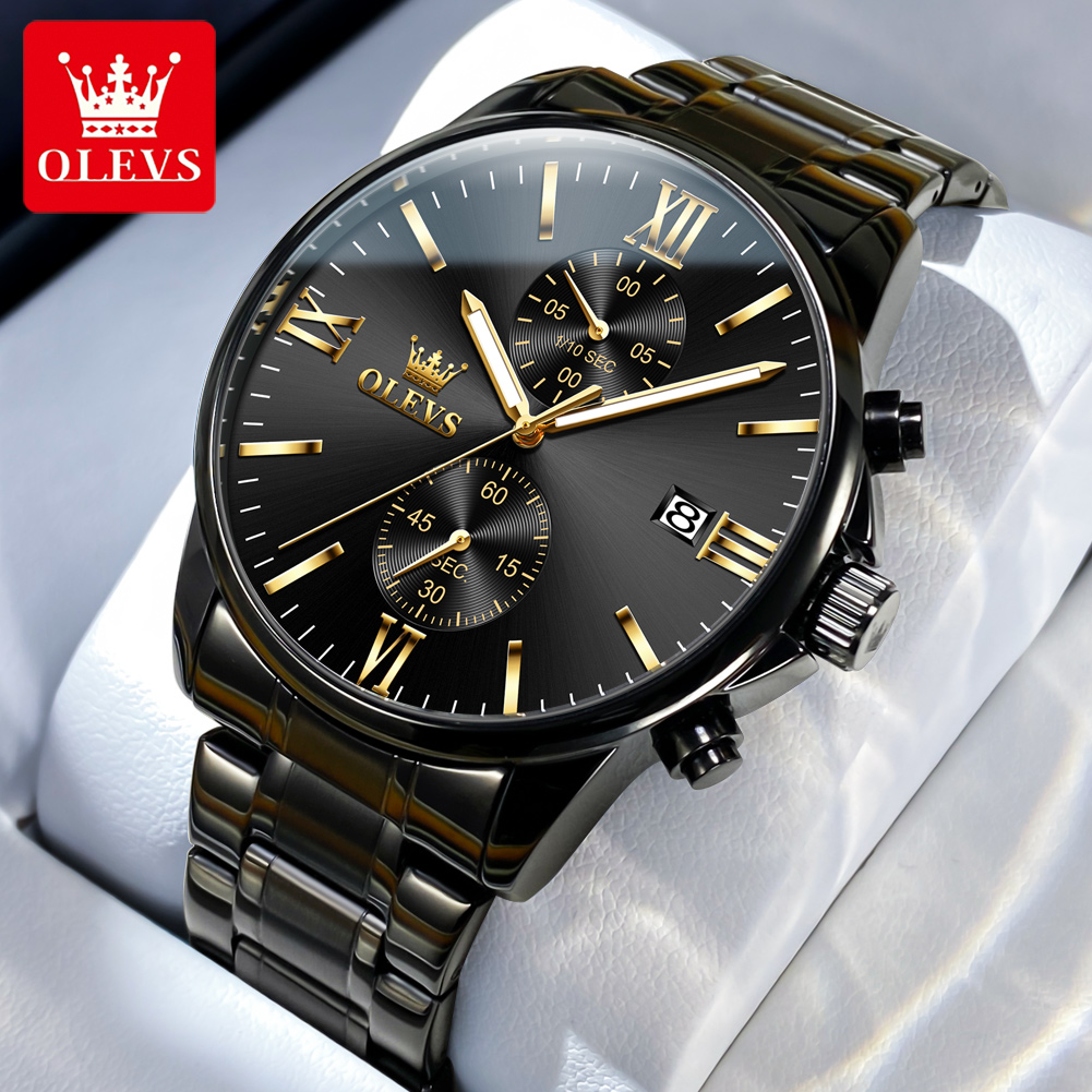 Luxury Watch Manufacturers - OLEVS 2886 ساعة كوارتز سوداء كلاسيكية