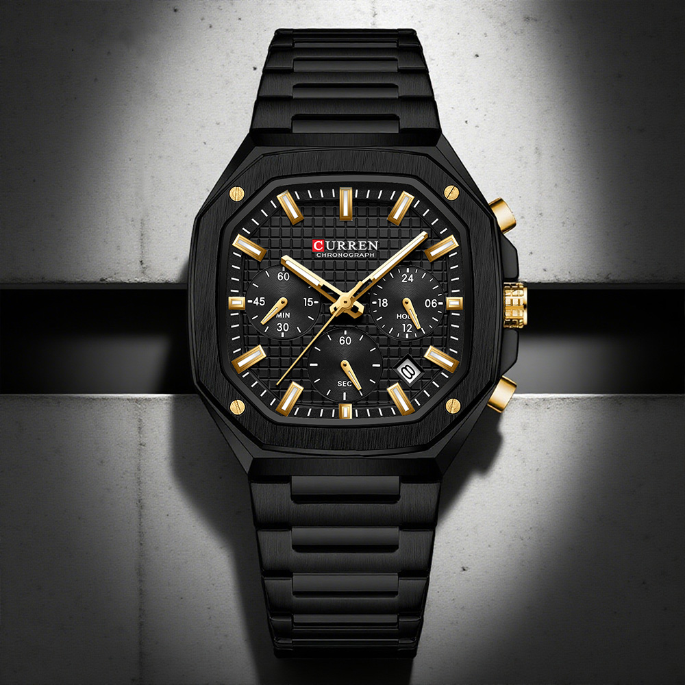 Luxury Watch Gold - ساعة كورين كرونو مربعة فاخرة للرجال
