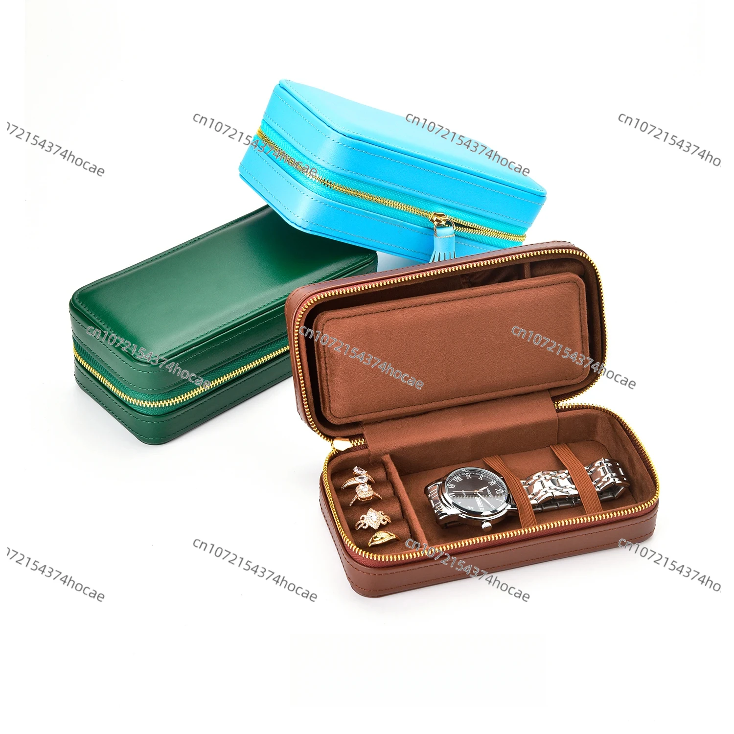 Luxury Watch E Jewellery - صندوق مجوهرات فاخر من الجلد الصناعي،