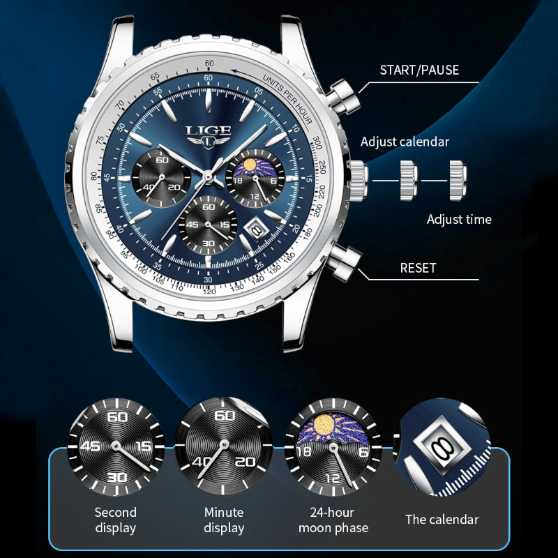 LIGE-ساعة كوارتز فاخرة للرجال  - مراجعة Luxury Watch Manufacturers وسعره