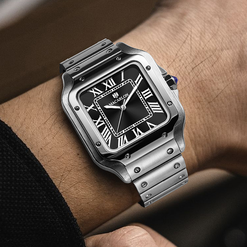 ساعة MACARLON مربعة الشكل للرج - مراجعة Luxury Watch In China وسعره