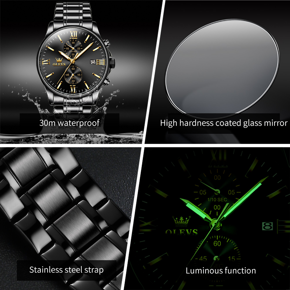 OLEVS 2886 ساعة كوارتز سوداء ك - مراجعة Luxury Watch Manufacturers وسعره