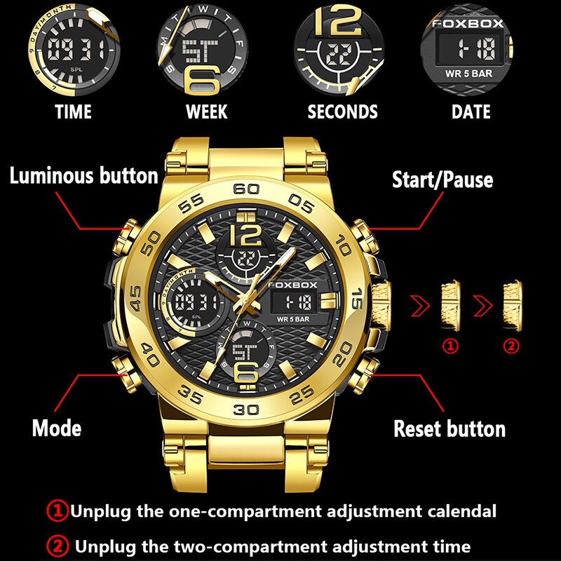 FOXBOX-مقاوم للماء ساعة عمل لل - مراجعة Luxury Watch Collection Box وسعره