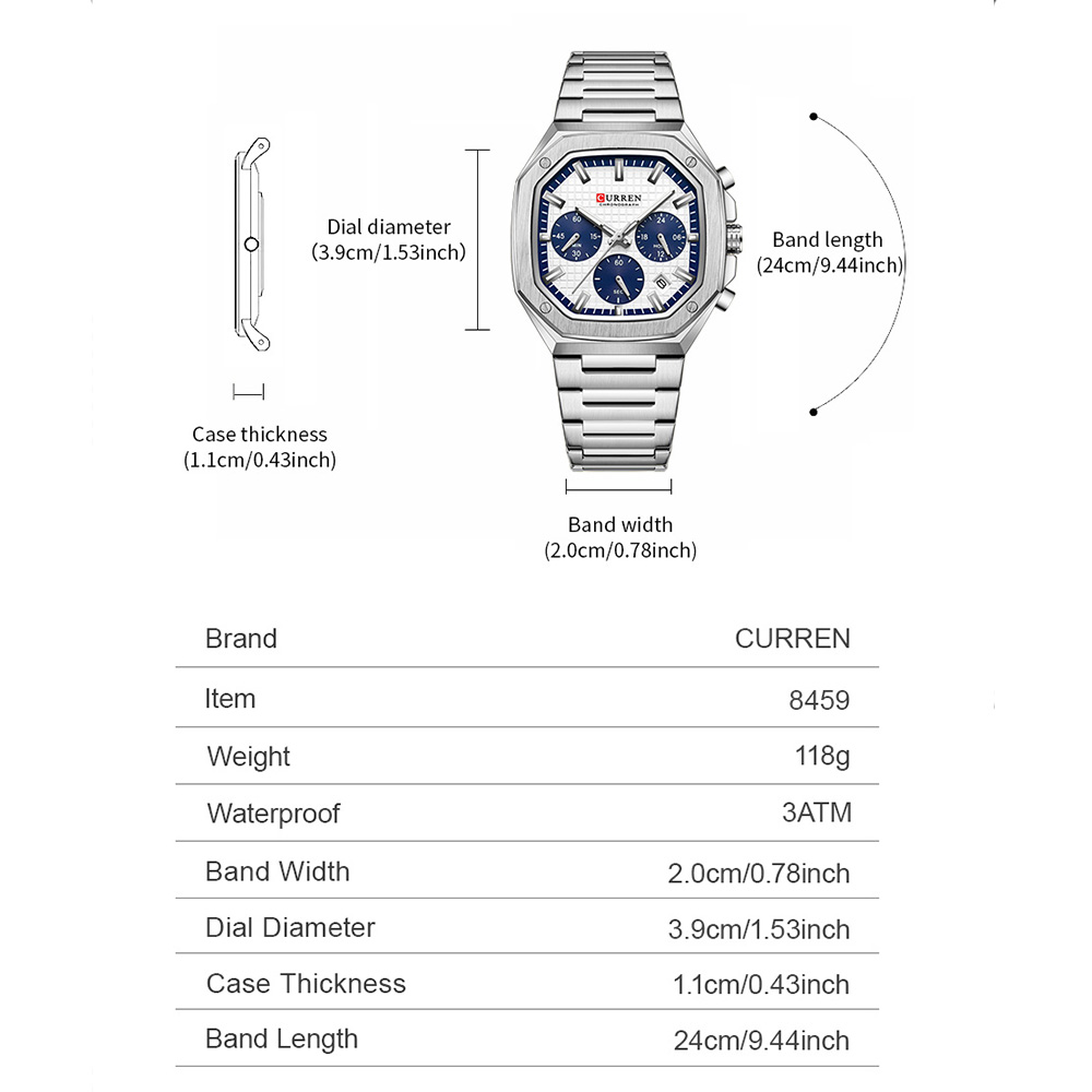 ساعة كورين كرونو مربعة فاخرة ل - مراجعة Luxury Watch Gold وسعره