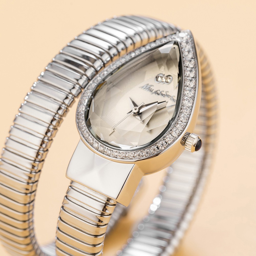 MISSFOX الأفعى شكل ساعة ماسية  - مراجعة Open Heart Watch وسعره